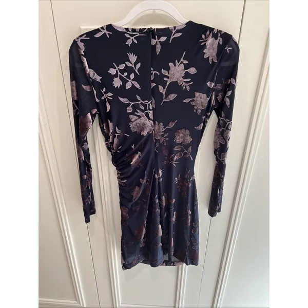 Desigual Floral Velvet Burnout Ruched Mini Dress Size Small Medora Whimsigoth - Image 5
