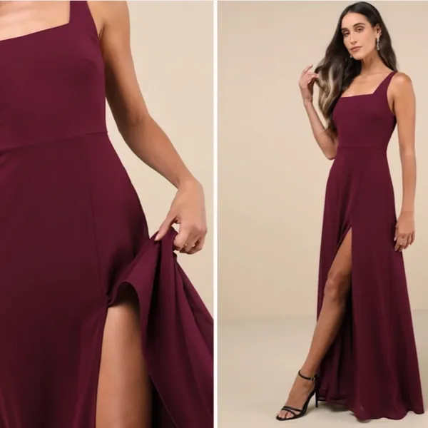 LULUS Sexy Prom Wedding Bridesmaid Romantic Flowy Elegant Chiffon Maxi Dress - Image 2