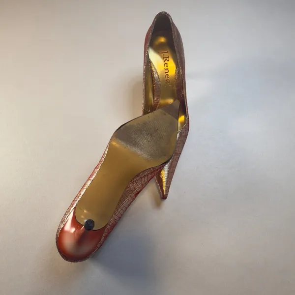 J. Renee Bolero Pumps 7.5 Womens Gold Red Metallic Snakeskin Pointed Toe Heels - Image 8