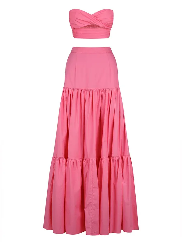 RUNAWAY The Label Ayla Hot Pink Crop Top Tiered Maxi Skirt Set XS - Image 3