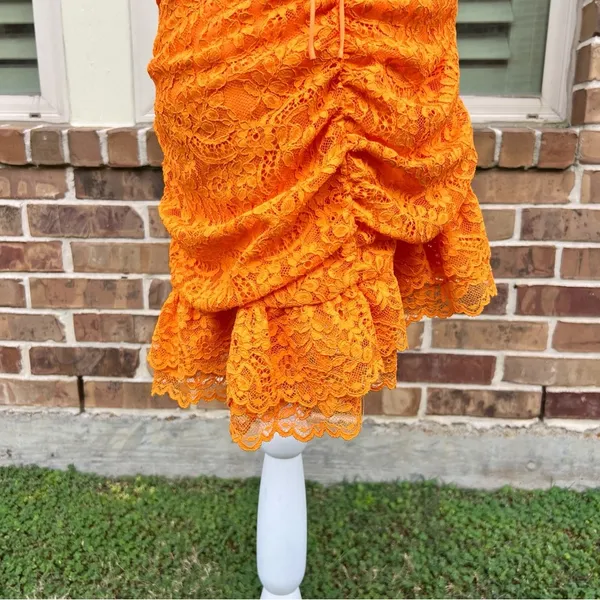 For Love And Lemons Bright Orange Jamie Lace Dress - Image 9
