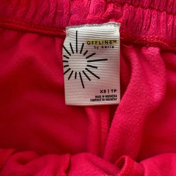 OFFLINE by Aerie Velour Wide Leg Lounge Pants XS Hot Pink Y2K Athleisure - Image 4