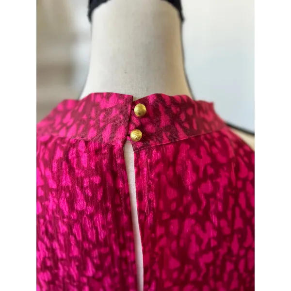 Ann Taylor Hot Pink Silk Tie Dye Ruffle Front Sleeveless Tank Top Blouse - Image 6