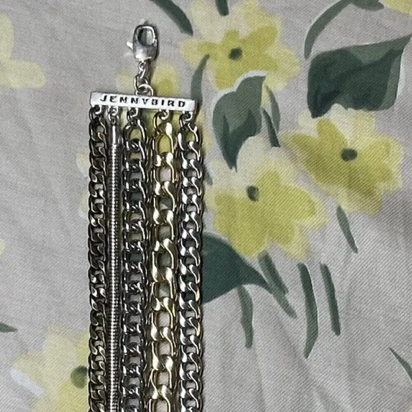 Jenny Bird Austin Cuff Mixed Metals Stacked 5 Chain Bracelet Brand New - Image 13
