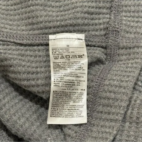 NEW Old Navy Grey‎ Waffle Knit Hooded Sweater Holiday Cabincore Cozy Unisex M - Image 7