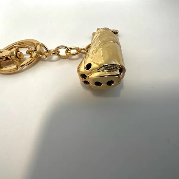 Gold tone rhinestone gold bag key chain purse clip - Image 10