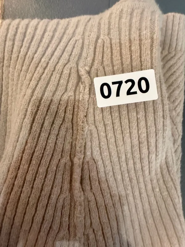 Calvin Klein Beige Herringbone Cowl Neck Knit Sweater S - Image 6