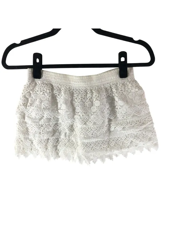 OndadeMar Womens White Lace Mini Skirt Size Small 100% Cotton Swim Cover - Image 2