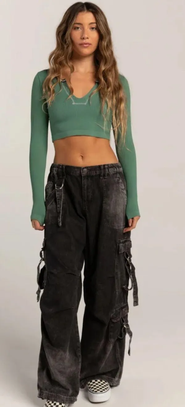 long sleeve go for gold green top - Image 2