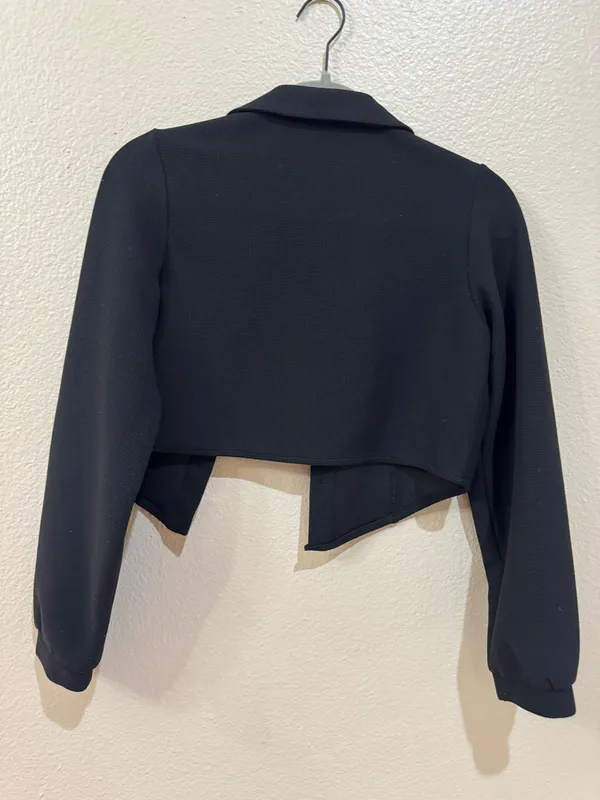 DAZY Black Cropped Utility Jacket - Flap Pocket Detail - Size S - Image 2
