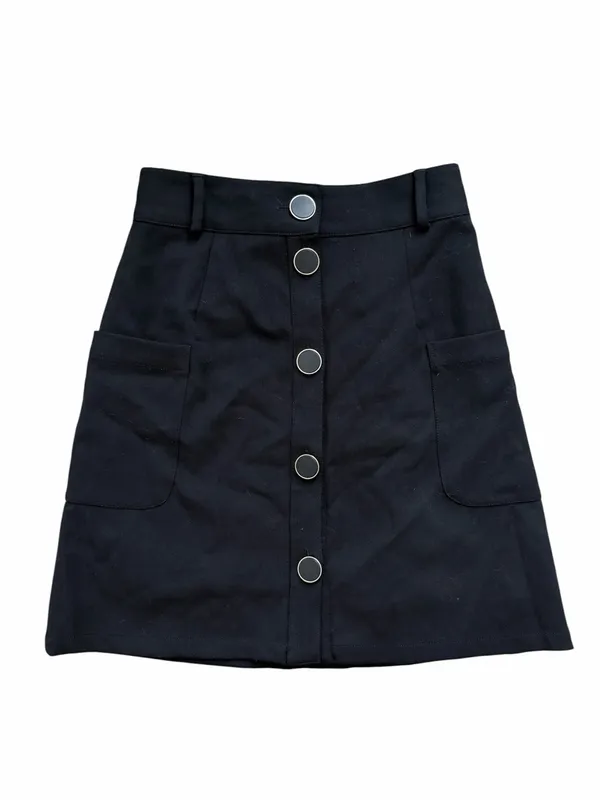 Sezane Lorraine Black A-line Button Front Skirt 34 XS - Image 2
