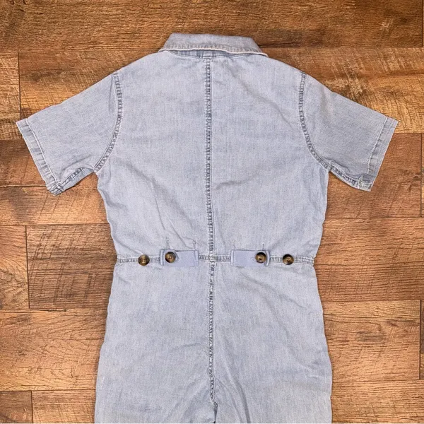 Super Cute Light Blue Button Up Denim Jumpsuit Size XS - Image 6
