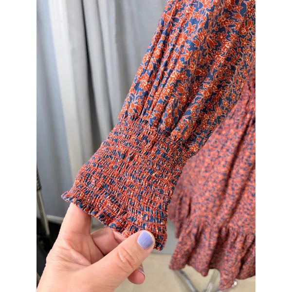 Rebecca Minkoff Floral Peasant Dress XXL Boho Smocked Tiered Mini -‎ AS IS - Image 9