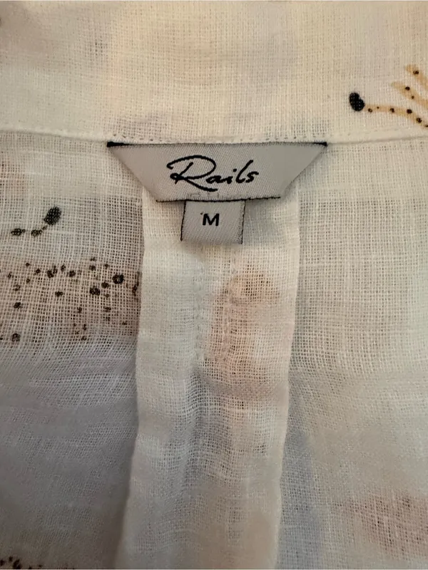 Rails White Short-Sleeve Button-Down Shirt with Leopard Motif - Image 8