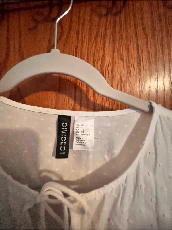 Divided White Tie-Front Peasant Blouse - Image 5