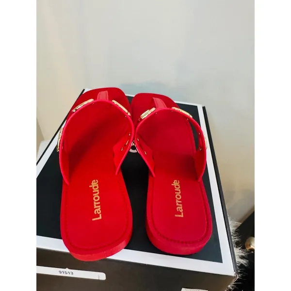 Larroudé Milan Slide Cushioned Sandal (Women), Scarlett Red,‎ Size 8/9, NWT - Image 12