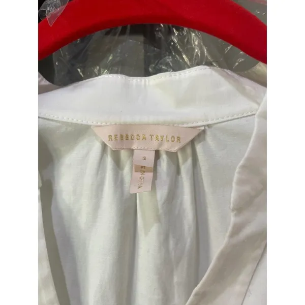 Rebecca Taylor 3/4 Sleeve Twill Belted Dress Milk Womens Size Small - Image 6