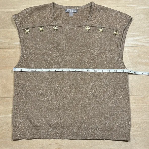 J.Crew Sweater Shell with Buttons in Merino-Linen Blend Sz L - Image 8
