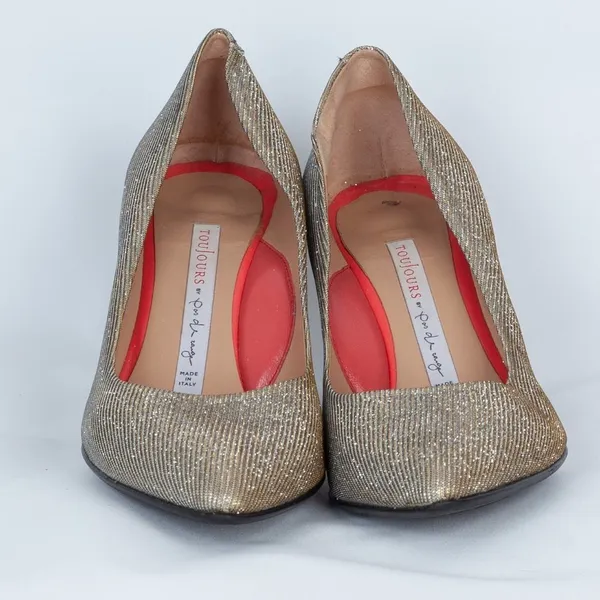 Toujours by Pas de‎ Rouge Metallic Gold Glitter Pumps Size 36.5 - Image 3