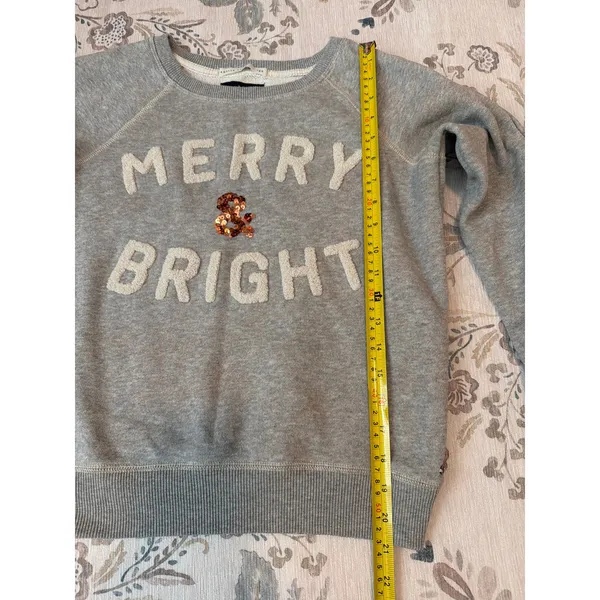 American Eagle Womens Small Merry & Bright Christmas Sequin Sweatshirt - Image 2