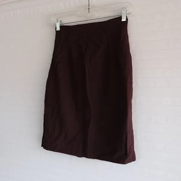 Chocolate Brown Vintage Wool Midi High Waisted Skirt - Image 2