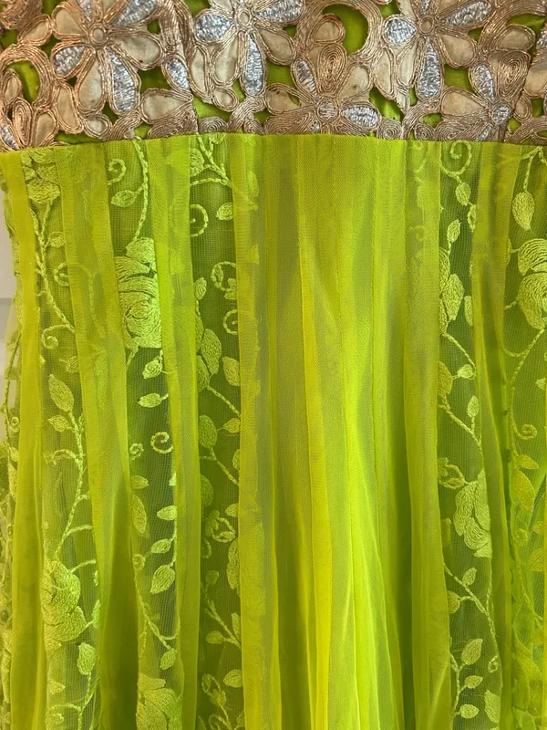 Indian Party Dress Partywear Lime Green Size M - Image 6