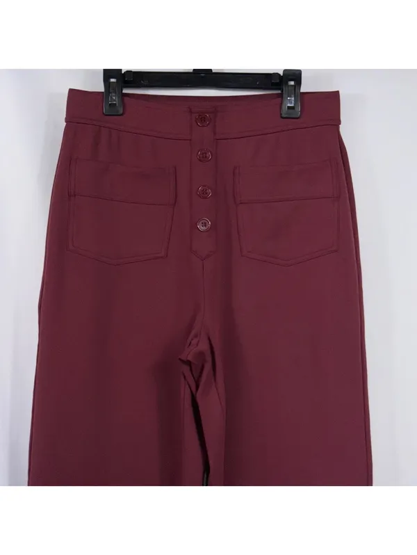 Halara Burgundy Button Front Wide Leg Pants Red Size undefined - Image 2