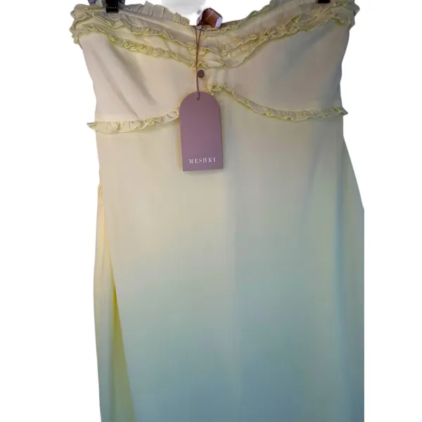 NWT - Meshki Olivette Strapless Chiffon Maxi Dress in Lemon Sherbert- Size M - Image 5