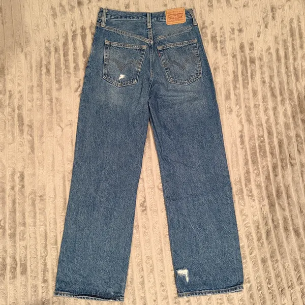 Levis Ribcage Straight Ankle Jeans‎ 26 Distressed High Rise Med Wash Button Fly - Image 8