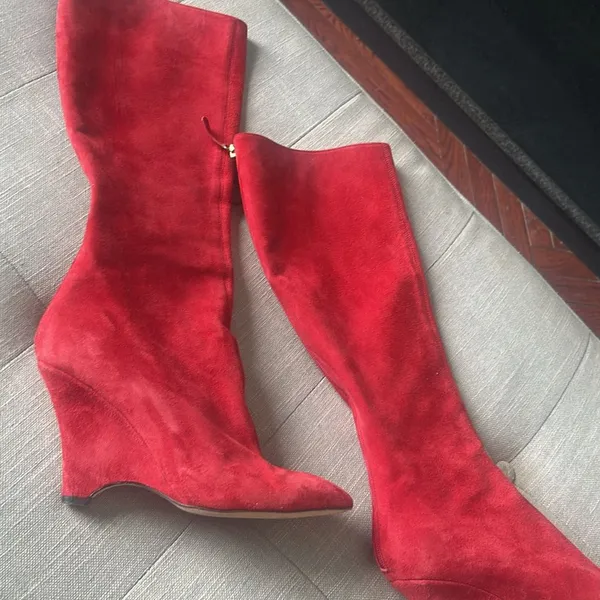 Kate Spade Women's Red Suede Boots Size 7 - Image 3