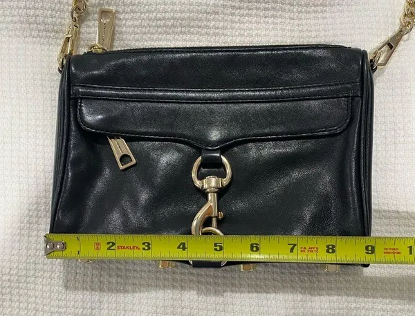 Rebecca Minkoff Mini M.A.C Leather Crossbody Bag Black/Light Gold - Image 11