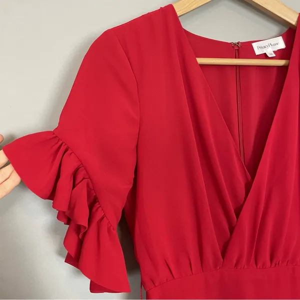 Revolve Dress Privacy‎ Please Red Lobster Asymmetrical Sz XS Ruffle Gown NO BELT - Image 10