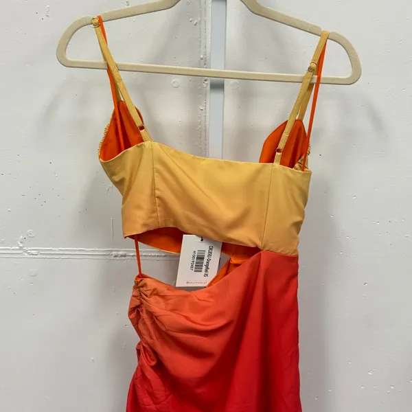NWT Hello Molly Twin Flame Midi Dress Slit Ombre Yellow Orange Sz 2 Summer Party - Image 6