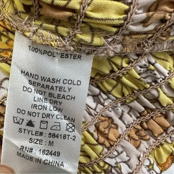 Floral Puff Sleeve Blouse Fall in Yellow and Brown Top - Image 7
