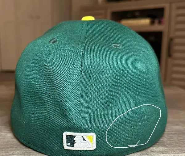 New Era Oakland Athletics A's Fitted 59Fifty Sz 7 3/8 MLB Green Yellow On Field - Image 4