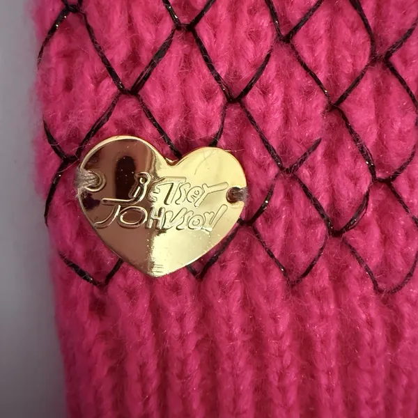 Betsey Johnson Hot Pink Knit Beanie Women's One Size Winter Hat - Image 2