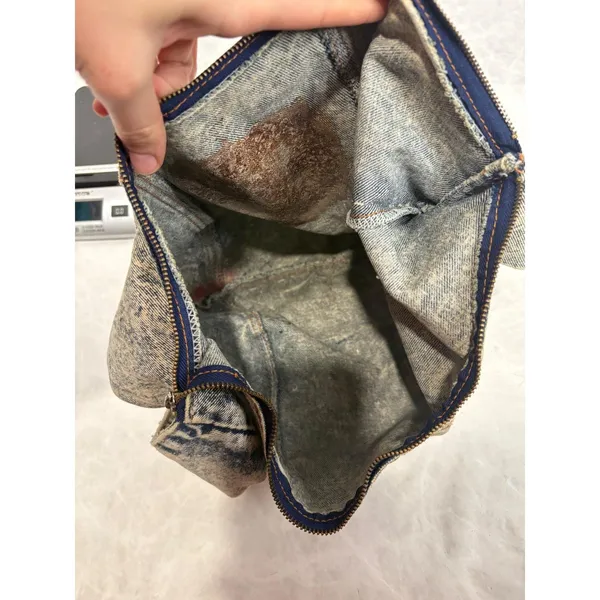 Vintage Y2K 90s Acid Wash Denim Hobo Bag Shane's Logo Retro Slouchy‎ Shoulder - Image 9