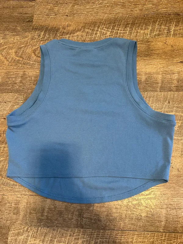 Women’s Nike Crop Top Tank Top Blue Small - Image 2