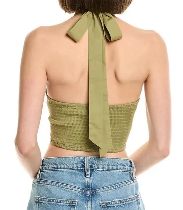 Staud Women’s Green Khaki Crop Halter Top - Image 2
