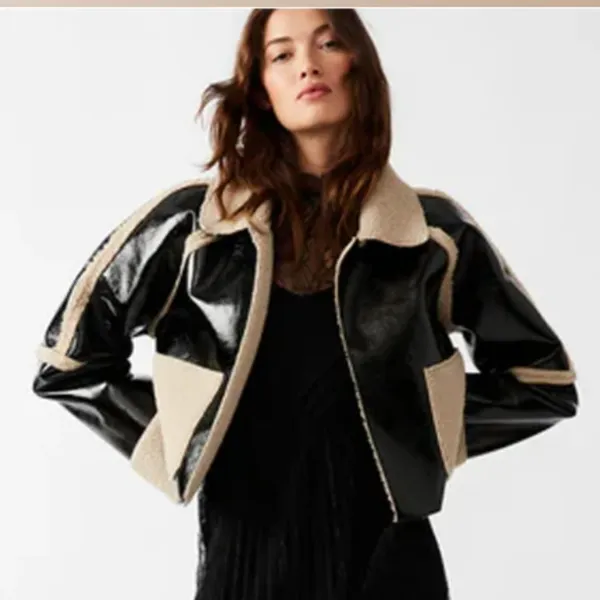 NWT STEVE MADDEN Faux Shearling Trim Faux Leather Jacket Oversized - Image 4