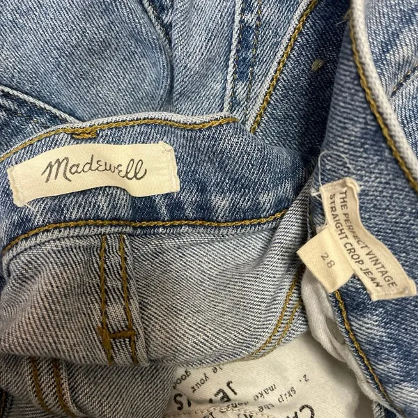 Madewell The Perfect Vintage Straight Cropped High Rise Denim Jeans Size 28 - Image 4