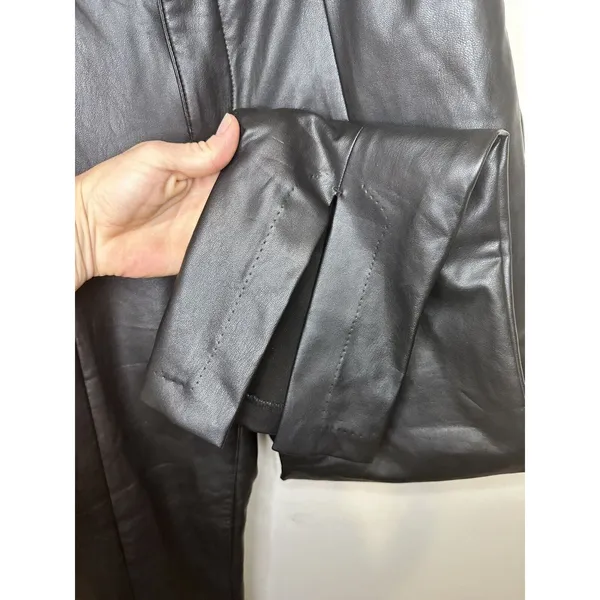 Abercrombie & Fitch Faux Leather Pants Women 6S Black Ultra High Rise Slit Hem - Image 4
