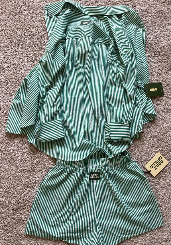 Green white Striped Poplin Set - Image 2