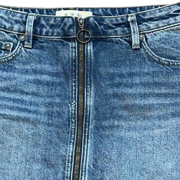 We The Free People‎ Zip It Up Mini Denim Skirt Size 29 Raw Hem Cotton Summer - Image 2