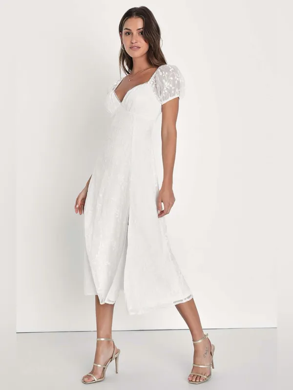 Lulu's Blossoming with Charm White Embroidered Tie-Back Midi Dress - Image 4