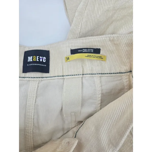 Maeve Pants Womens 34 The Colette Beige Corduroy Wide Leg EUC‎ - Image 3