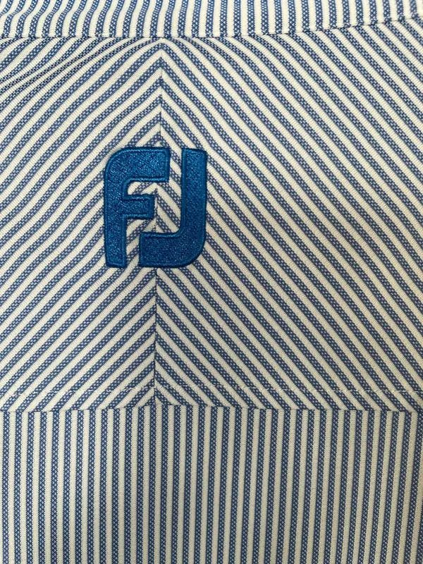 Footjoy Mens Short Sleeve Stripes Polo Golf Shirt Size Large Blue/White - Image 5