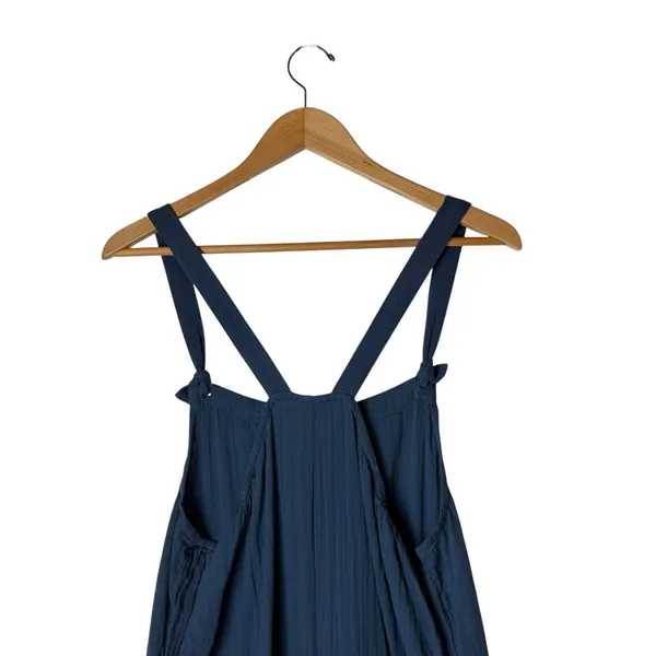Pact Coastal Double Gauze Jumpsuit Women Medium Blue Organic Cotton Tie Strap - Image 7