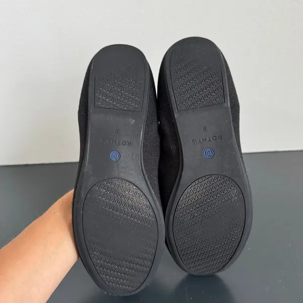 Rothy's The Flat Women’s Size 9 Ecru Textile Ballet Comfort Shoes Slip On Black - Image 8