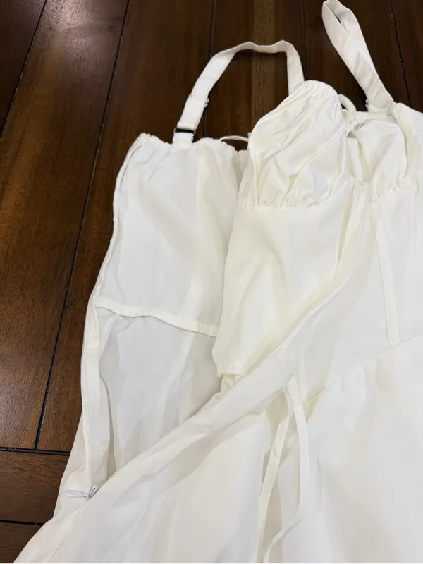 Marthea White Corset Midi Dress Size S Lace Up Back Adjustable Straps - Image 8
